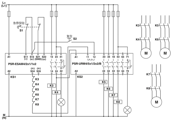 PSR-SCP-24UC/URM4/5X1/2X2/B 拡張モジュール,安全シャットダウンとクランプリレー