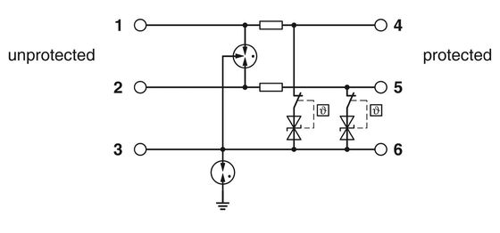 1065320 TTC-6P-2X1-F-24DC-PT-I フェニックス 接触電波保護 4 ポール 定数放電電電流 25