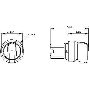3SU1002-2BL60-0AA0 SIRIUS ACT PLC用のプラスチックショートハンドル3ポジション選択スイッチ