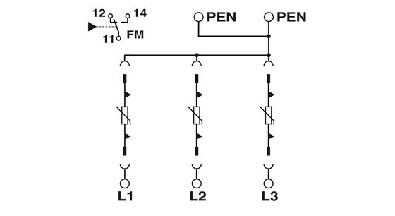 VAL-MS-T1/T2 335/12.5/3 0-FMクラス 1/2 5V-250V AC 4ポール用 防雷/電波