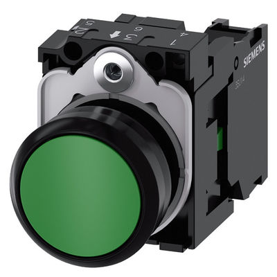 3SU1100-0AB40-1BA0 緑色プラスチック式平きボタン スクロール端末付きの瞬間のプッシュボタン