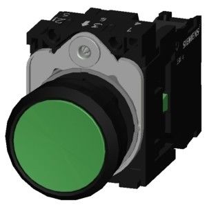 3SU1100-0AB40-1BA0 緑色プラスチック式平きボタン スクロール端末付きの瞬間のプッシュボタン