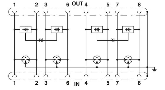24 V DC 定位電圧 2800763 D-LAN-CAT.5-HC 1 極の電圧過剰保護装置