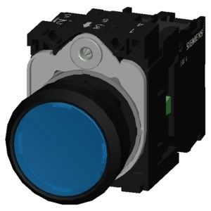 プラット・ブルー・プラスチック・ライト・モメンテリー・プッシュボタン 3SU1106-0AB50-1BA0 スクリュー・ターミナル