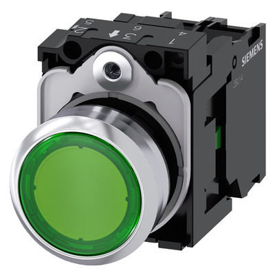 3SU1152-0AB40-1BA0 緑色金属 輝く照明 平きボタン 瞬間の SIRIUS ACT プッシュボタン
