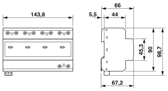 VAL-ME 2801559 385/100-3S-FM 2 型 2 極の電圧過剰保護装置 5-250V AC 125V AC UL