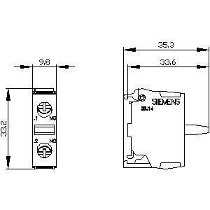 3SU1400-2AA10-1CA0 SIRIUS ACT用のベースマウントと1NCスクリューターミナルコンタクトモジュール