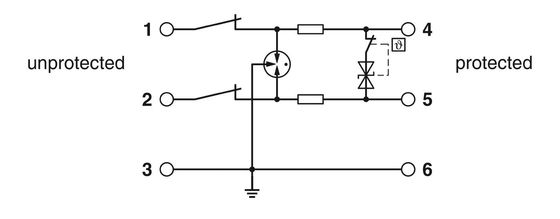 24 V DC 定電圧用 TTC-6-1X2-M-24DC-UT-I 超電圧保護装置のポール2番号
