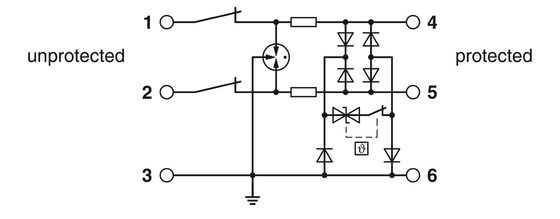 12 V DC 定電圧 2906744 TTC-6P-3-HF-M-12DC-UT-I 2 極の電圧保護装置