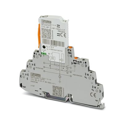 12 V DC 定位電圧電波保護装置 TTC-6P-3-HF-F-M-12DC-UT-I 2 極