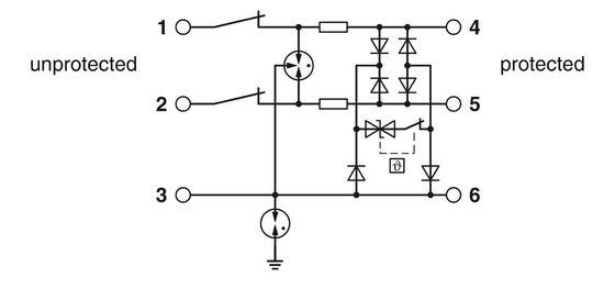 2ポール TTC-6P-3-HF-F-M-24DC-PT-I 24V DC 超電圧保護装置の超電圧保護装置