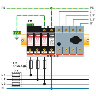 2858564 VAL-MS 320/3 1 フェニックスコンタクトタイプ 2 超電圧保護 4 極 230 V AC 定数