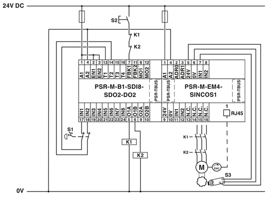 接続リレー保護付きの電圧リレー PSR-M-EM7-SINCOS2-PI拡張モジュール