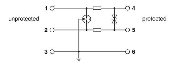 2 ポール・オーバージェット・プロテクター TTC-6-1X2-24DC-PT 24 V DC 定電圧用 フェニックス・コンタクトによる