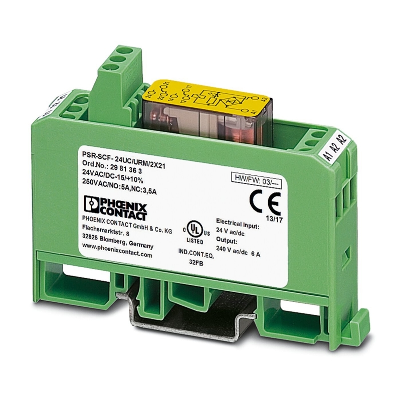 電圧リレー 2981363 PSR-SCF- 24UC/URM/2X21 理論付きフェニックスコンタクトカップリングリレー